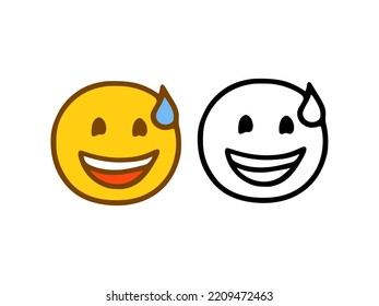 Laughing emoticon in doodle style isolated on white background