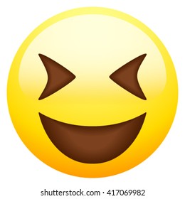 Laughing emoticon isolated on white background.