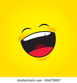 Laughing emoticon isolated on yellow background, smiley, emoji - vector illustration