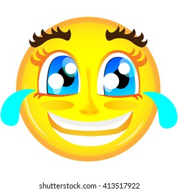 Laughing emoticon with tears of joy of yellow smile emoticon