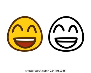Laughing emoticon in two style isolated on white background