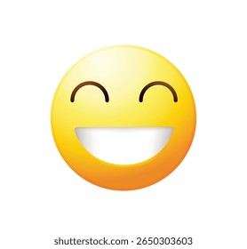 Emoticon rosto feliz isolado no fundo branco.