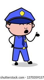Laughing Expression - Retro Cop Policeman Vector Illustration