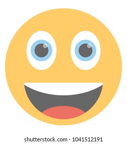
A laughing expression shown via smiley
