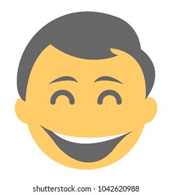 
A laughing expression shown via smiley
