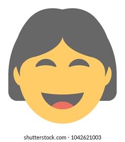 
A laughing expression shown via smiley
