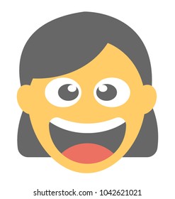 
A laughing expression shown via smiley
