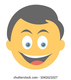
A laughing expression shown via smiley
