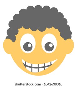 
A laughing expression shown via smiley
