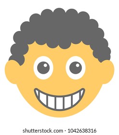 
A laughing expression shown via smiley
