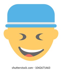 
A laughing expression shown via smiley
