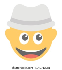 
A laughing expression shown via smiley
