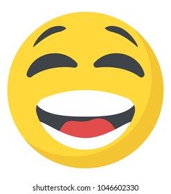 Laughing expression through emoticon icon