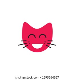 laughing face cat emoticon illustrations logo concept