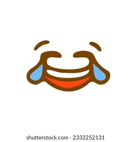 Laughing face doodle icon. Emoticon in hand drawn style isolated on white background