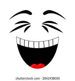 laughing face drawing, vector illustration