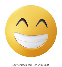 Laughing face emoji, happy, 3d style emoticon. ROFL LOL Sweat Laughing chat comment reactions. Laughing emoji vector cartoon illustration isolated on white background. Emoticon face happy expression