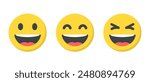 Laughing face emoji icon in flat design. Laugh, LOL facial emoticon concept