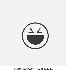 Laughing face emoji icon vector. Laughing face emoticon symbol. Linear style sign for mobile concept and web design. Laughing face symbol illustration. Pixel vector graphics - Vector.
