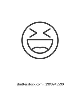 Laughing Face Emoji Line Icon. Happy Smiley Linear Style Sign For Mobile Concept And Web Design. Smiling Face With Open Mouth Emoticon Outline Vector Icon. Symbol, Logo Illustration. Vector Graphics