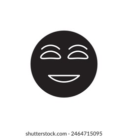 Laughing face emoji vector flat black trendy style illustration on white background..eps