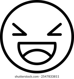 Laughing face emoji with a wide open mouth and closed eyes, symbolizing hearty laughter or joy. Perfect for projects related to humor, fun, or social media content.