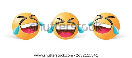 Laughing Face Emojis Set – 3D Vector Emoticons with Tears of Joy Isolated on White Background