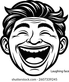 laughing face Expression Silhouette Set