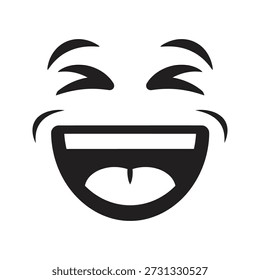 Rindo rosto ícone vetor ilustração mostrando emoção feliz olhos fechados boca aberta expressando alegria humor divertido sentimentos cômicos isolado branco fundo design elemento símbolo