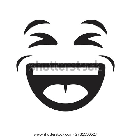 Laughing face icon vector illustration showing happy emotion closed eyes open mouth expressing joy humor fun comic feelings isolated white background design element symbol