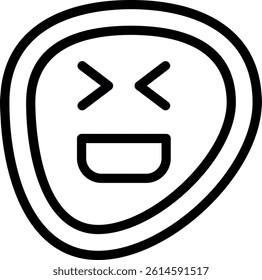 Laughing Face Line Vector Icon Design