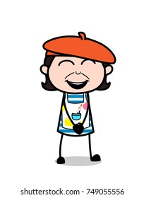 Laughing Face with Open Mouth - Cartoon Artist Vector Illustration