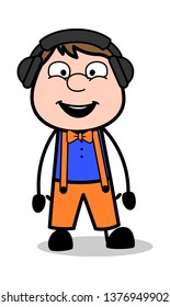 Laughing Face - Retro Cartoon Carpenter Worker Vector Illustration﻿