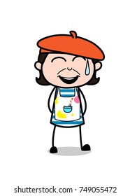 Laughing Face with Sweat - Cartoon Artist Vector Illustration