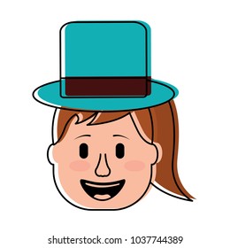 laughing face woman with hat enjoy