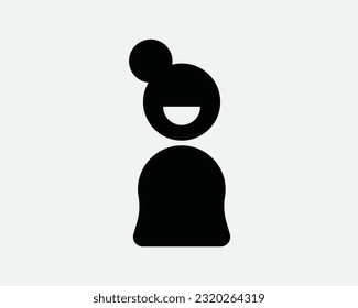 Laughing Female Icon. Woman Girl Lady Person Laugh Happy Smile Delighted Joy. Black White Sign Symbol Illustration Artwork Graphic Clipart EPS Vector