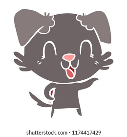 laughing flat color style cartoon dog