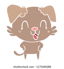 laughing flat color style cartoon dog