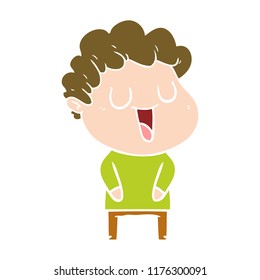 laughing flat color style cartoon man