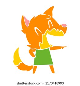 laughing fox flat color style cartoon