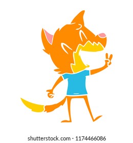 laughing fox flat color style cartoon