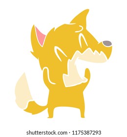 laughing fox flat color style cartoon