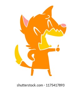 laughing fox flat color style cartoon