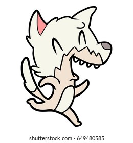laughing fox running away