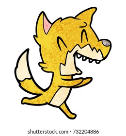 laughing fox running away