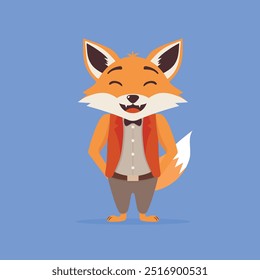 Ilustração de vetor de raposa risonha em um fundo azul	
