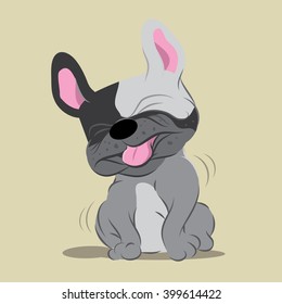 laughing french bulldog cartoon vector