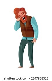 Laughing funny joke people composition with cartoon style doodle character of laughing person on blank background vector illustration