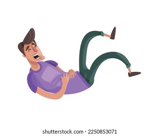 Laughing funny joke people composition with cartoon style doodle character of laughing person on blank background vector illustration