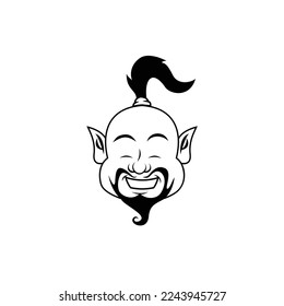 Laughing genie face happy smile fantasy design vector	